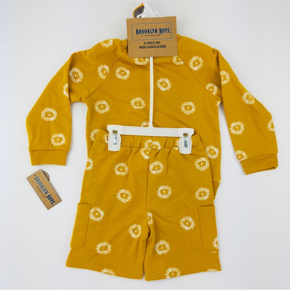 Brooklyn Boys Toddler Boys 2-Piece Fleece Shorts Outfit-Yellow, Size 3T NWT NEW - Picture 2 of 5